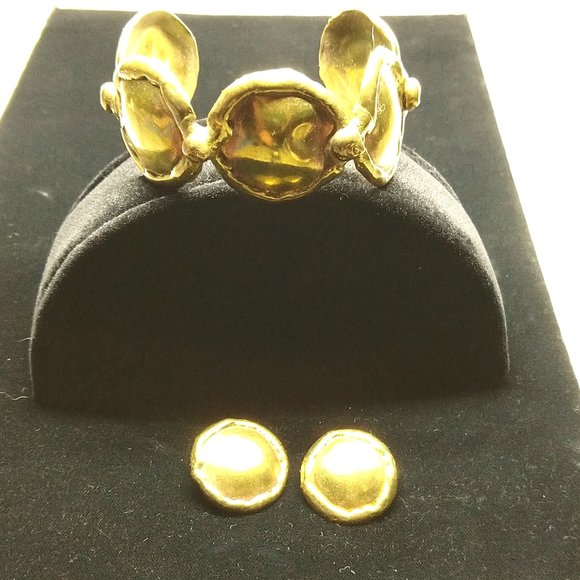 Vintage Marked Handcrafted Bracelet & Earrings - Picture 1 of 8